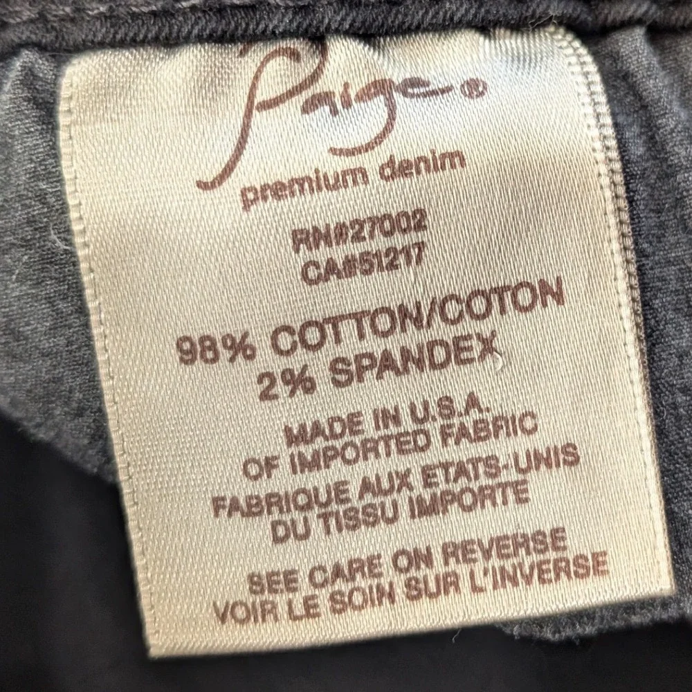 PAIGE Premium Denim Lou Lou Slim Straight Jeans Wmns Sz 28 Black USA Made Indie